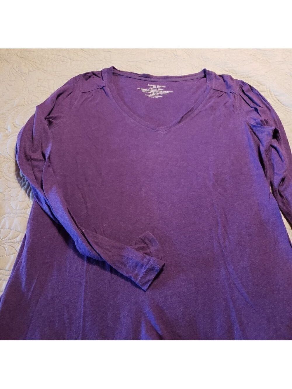 Faded Glory Long Sleeve V-neck top -Size L/G (12-14) - Purple heather